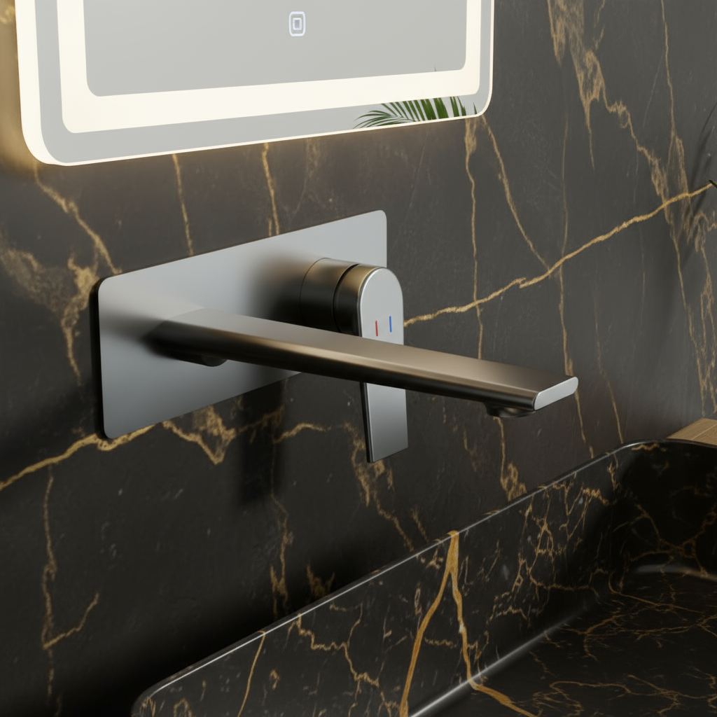 Inbouw wastafelkraan Diego  – Gunmetal grey - Incl. inbouwdeel - 22,5 × 11 × 20 cm