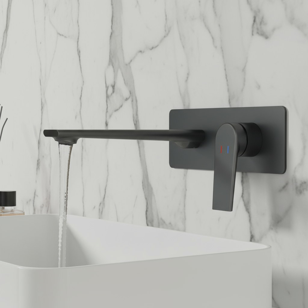 Inbouw wastafelkraan Diego  – Mat zwart - Incl. inbouwdeel - 22,5 × 11 × 20 cm