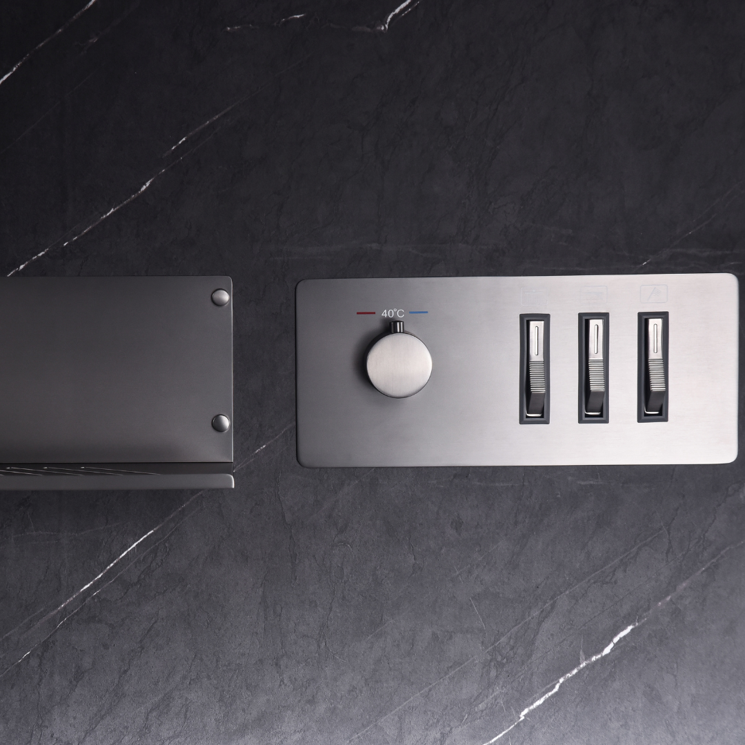 Thermostatische Inbouw Regendoucheset - Federico - Gunmetal grey