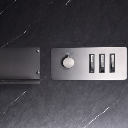 Thermostatische Inbouw Regendoucheset - Federico - Gunmetal grey