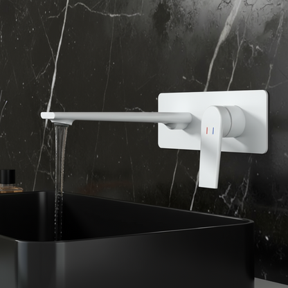 Inbouw wastafelkraan Diego  – Mat wit - Incl. inbouwdeel - 22,5 × 11 × 20 cm