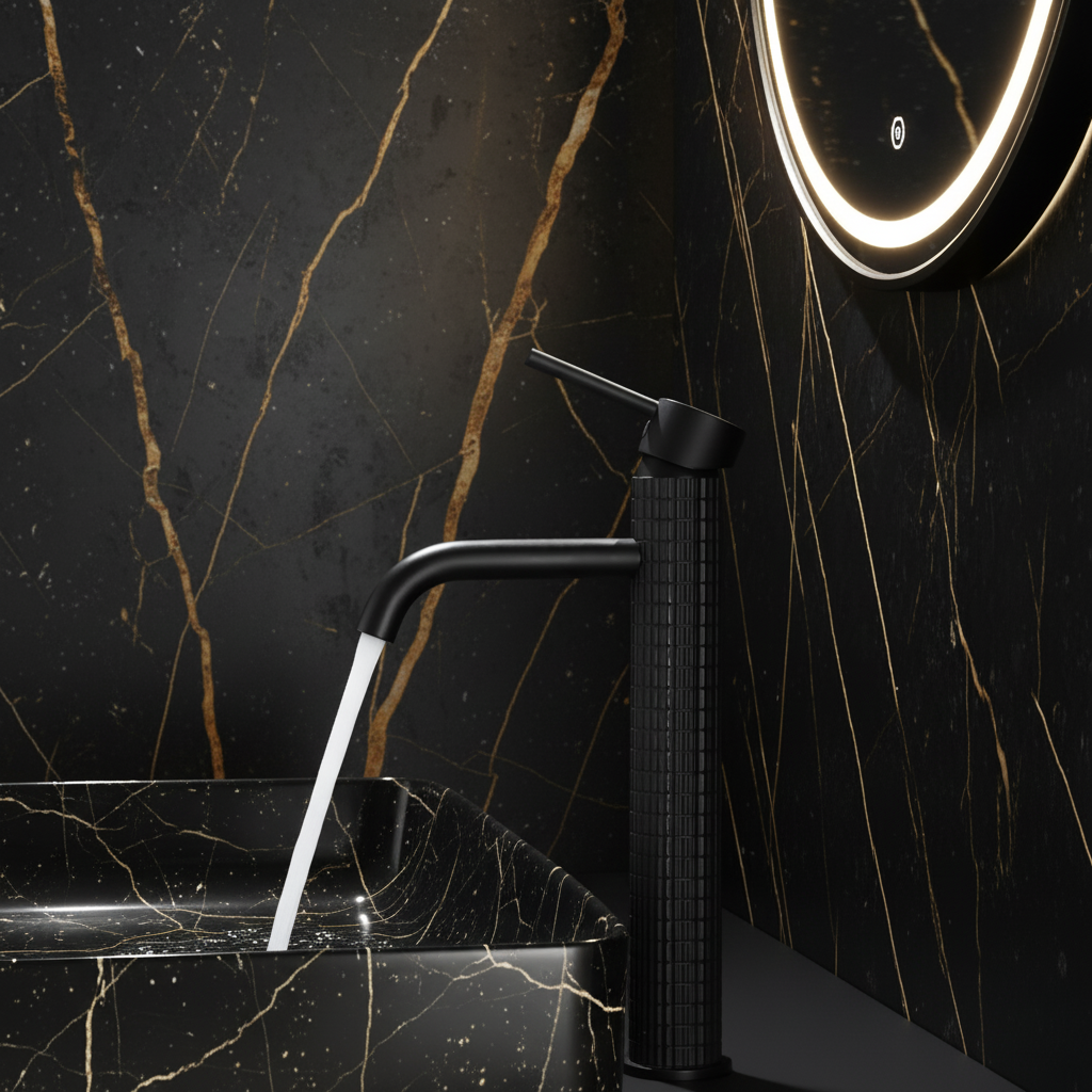 Hoge wastafelkraan Angelica - Mat zwart - 30,5 × 5,5 × 19 cm