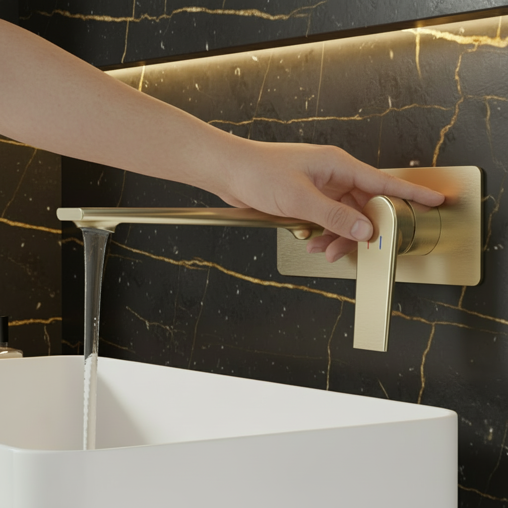 Diego Inbouw Wastafelsysteem — Geborsteld goud