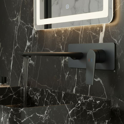 Inbouw wastafelkraan Diego  – Mat zwart - Incl. inbouwdeel - 22,5 × 11 × 20 cm