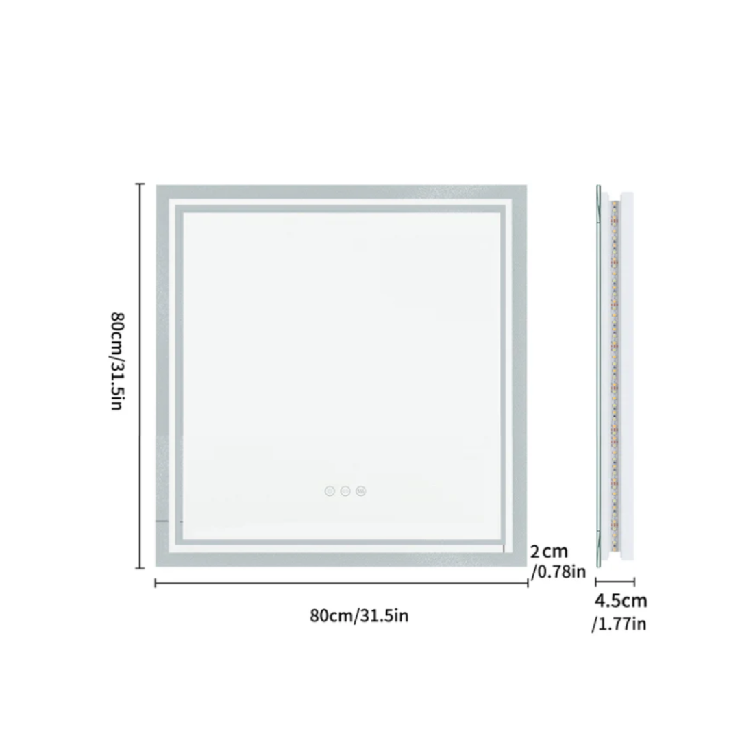 Miroir de salle de bain LED Nico — 80 x 80 cm