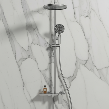 Opbouw regendoucheset Cynthia - Gunmetal grey - 130 × 35 × 25 cm