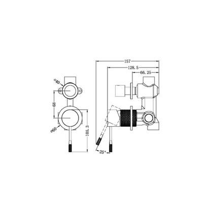 Inbouw mengkraan met diverter – Valencia - 2-gats – Brushed nickel