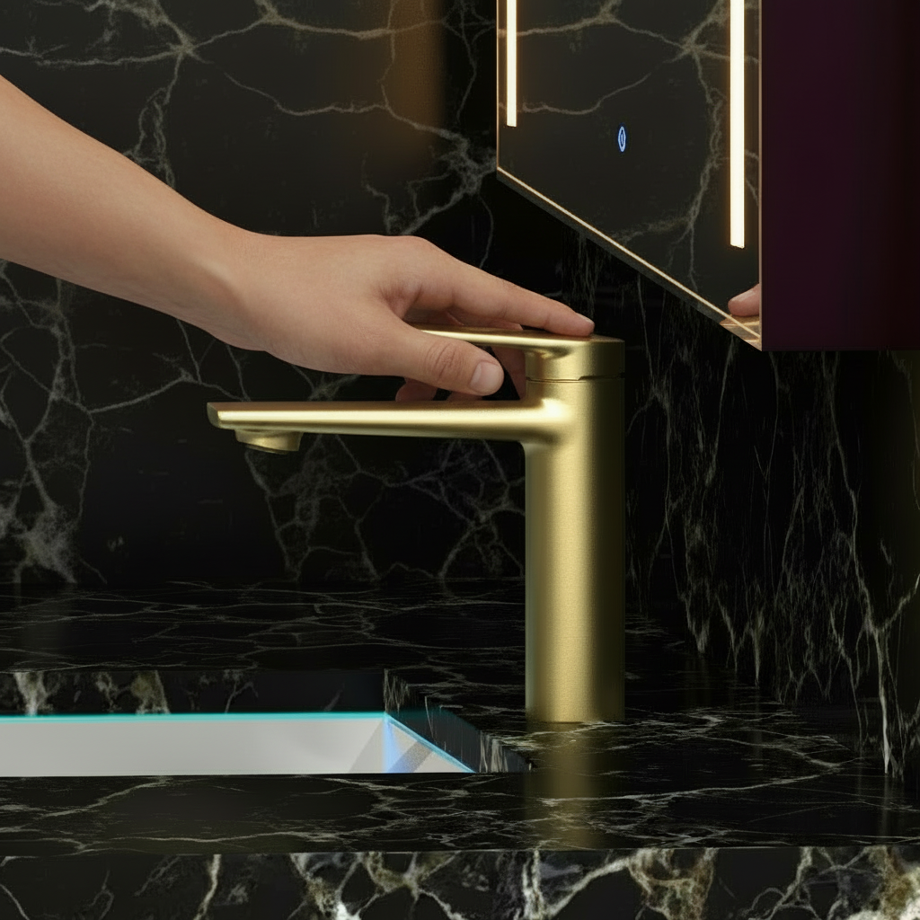 Diego Opbouw Wastafelkraan — Geborsteld goud