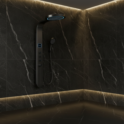 Douchepaneel Elena - LED - Digitaal display - Gunmetal grey - 145 × 18 × 65 cm