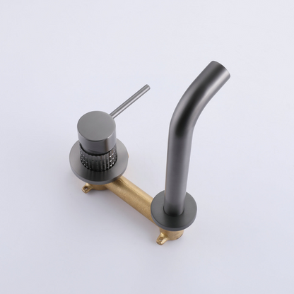 Inbouw wastafelkraan Angelica - Gunmetal grey - Incl. inbouwdeel - 23 × 20.5 × 10 cm