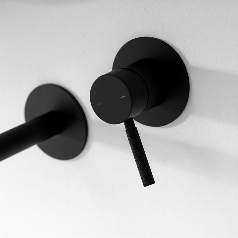 Inbouw wastafelkraan Taylor - Mat zwart - Incl. inbouwdeel - 8 × 12 × 16,5 cm