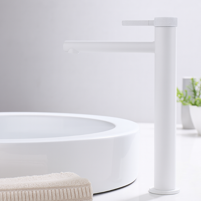 Hoge wastafelkraan Taylor - Mat wit - 30.5 × 5.5 × 18 cm