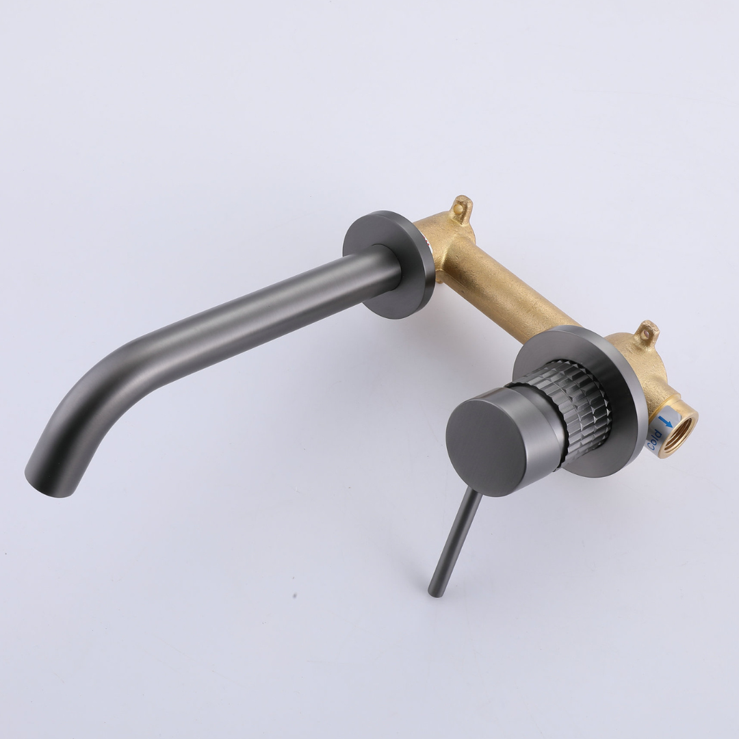 Inbouw wastafelkraan Angelica - Gunmetal grey - Incl. inbouwdeel - 23 × 20.5 × 10 cm