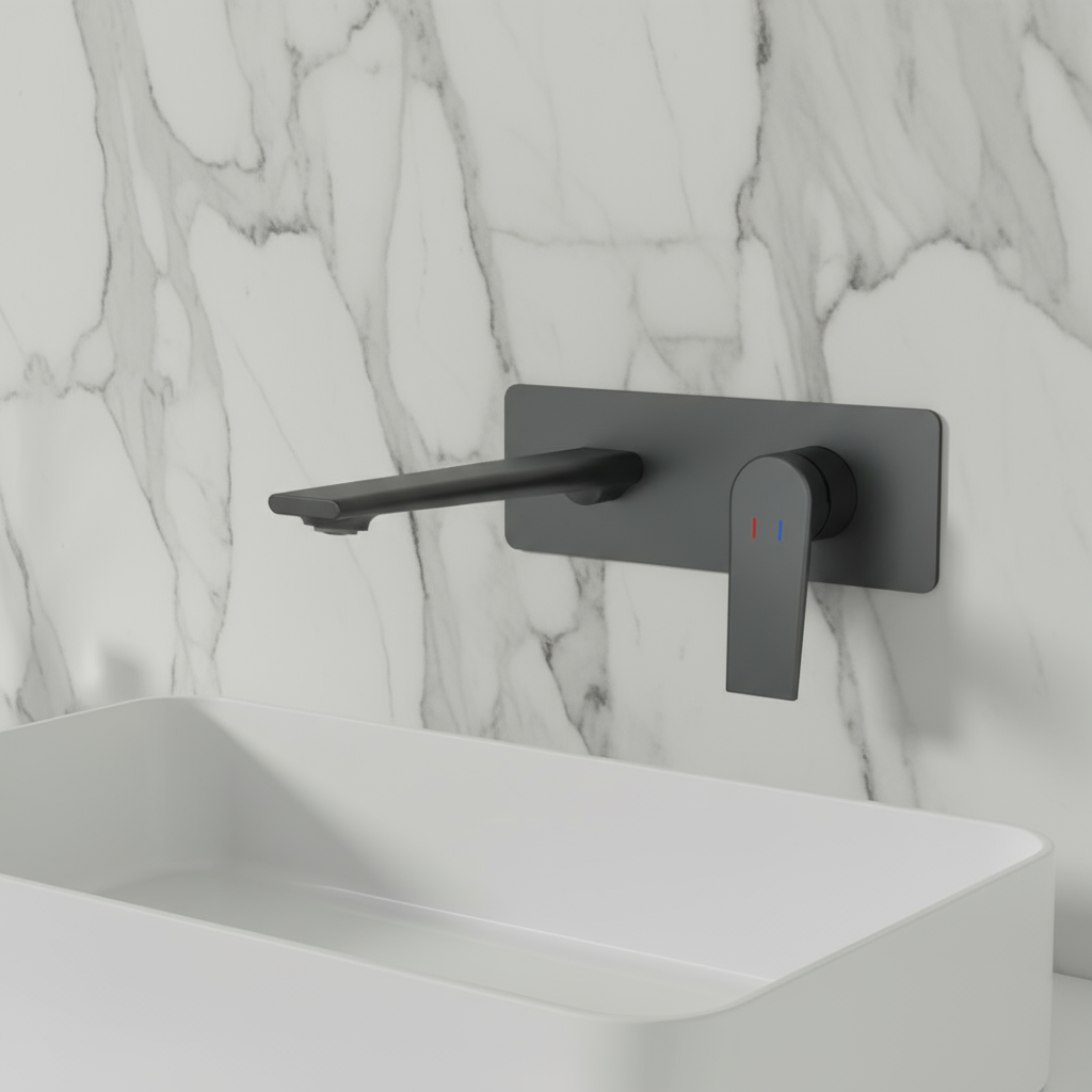 Inbouw wastafelkraan Diego  – Mat zwart - Incl. inbouwdeel - 22,5 × 11 × 20 cm