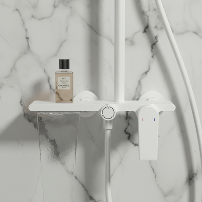 Opbouw regendoucheset Cynthia - Mat wit - 130 × 35 × 25 cm