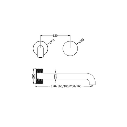 Inbouw wastafelkraan Valencia – Progressive - Graphite