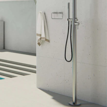 Buitendoucheset Capri – Vrijstaand – Regendouche & Staafhanddouche - Brushed nickel