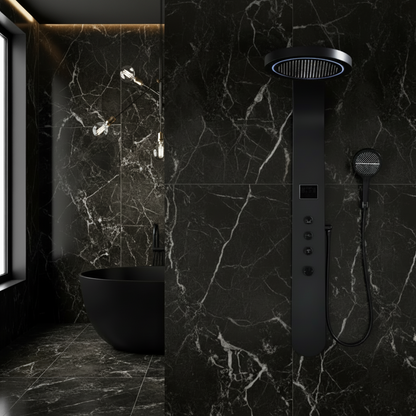 Douchepaneel Elena - LED - Digitaal display - Mat zwart- 145 × 18 × 65 cm