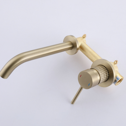 Inbouw wastafelkraan Angelica - Geborsteld goud - Incl. inbouwdeel - 23 × 20.5 × 10 cm