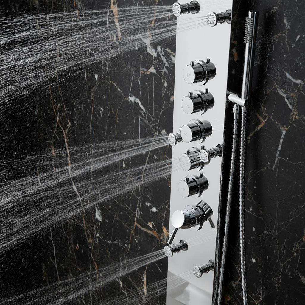 Douchepaneel Nana – Waterval – Massagejets – Chroom- 150 × 20 × 60 cm