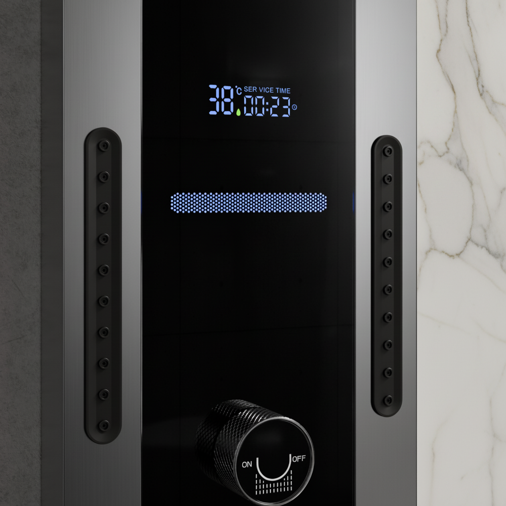 Thermostatisch Douchepaneel Marcelo – Digitale Display - Gunmetal Grey - 182 × 40 × 52 cm