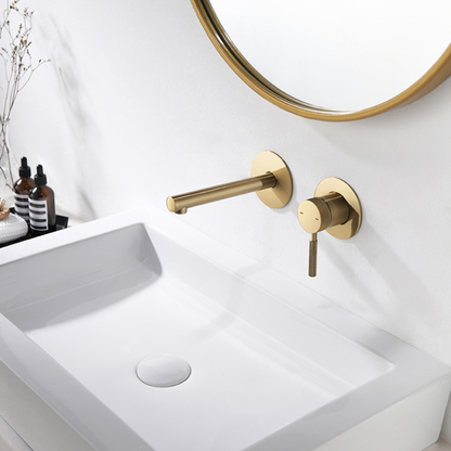 Inbouw wastafelkraan Taylor - Geborsteld goud - Incl. inbouwdeel