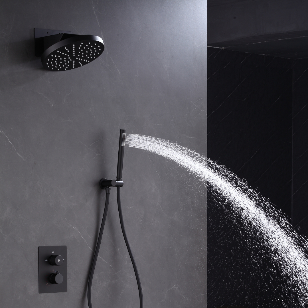 Thermostatische Inbouw Regendoucheset - Claudia - Zwart