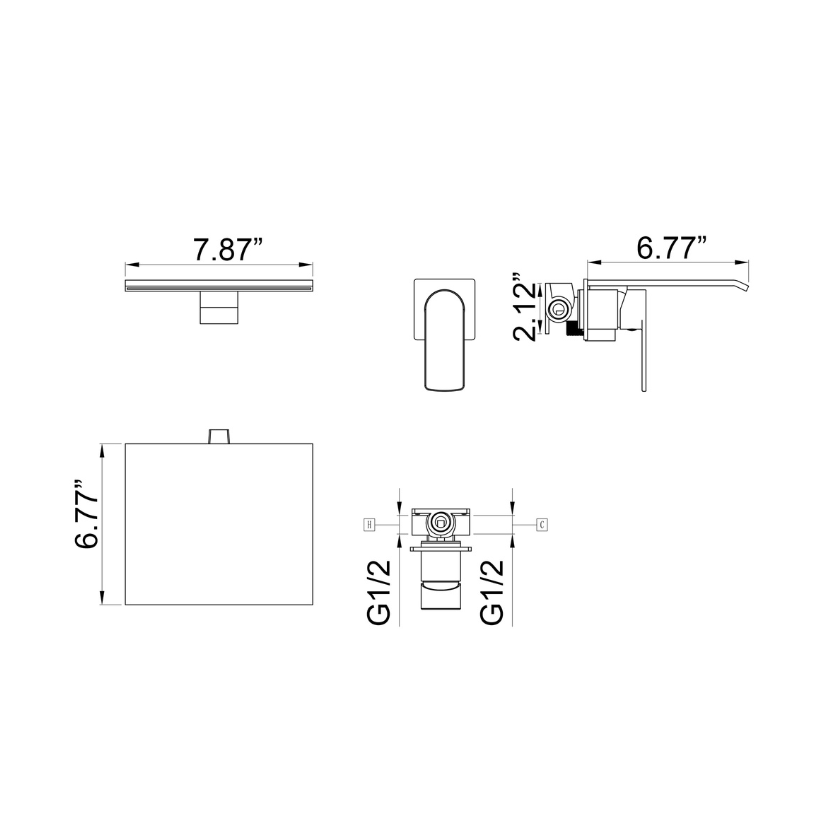 Inbouw wastafelkraan Louise - Mat zwart - Incl. inbouwdeel