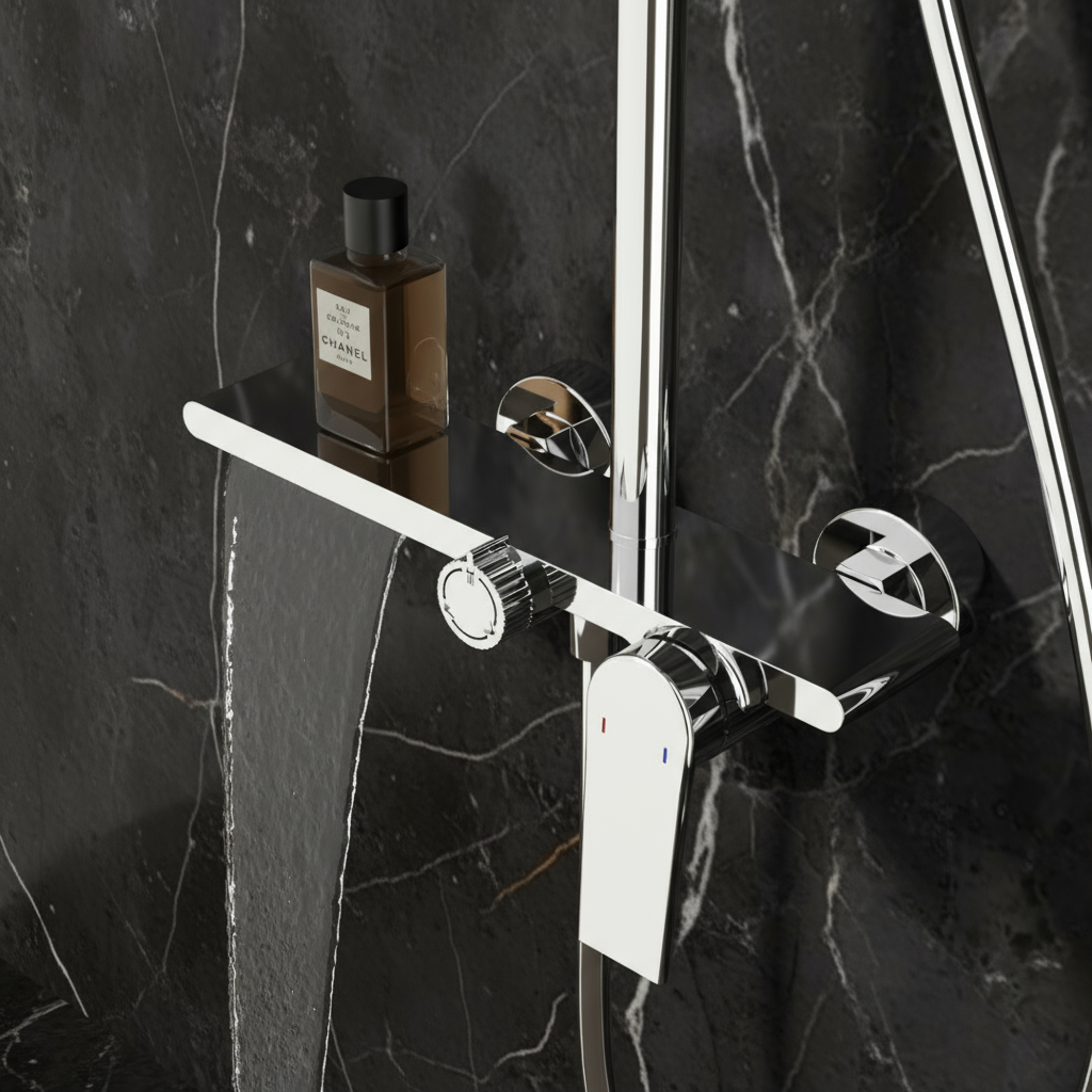 Opbouw regendoucheset Cynthia - Chroom- 130 × 35 × 25 cm