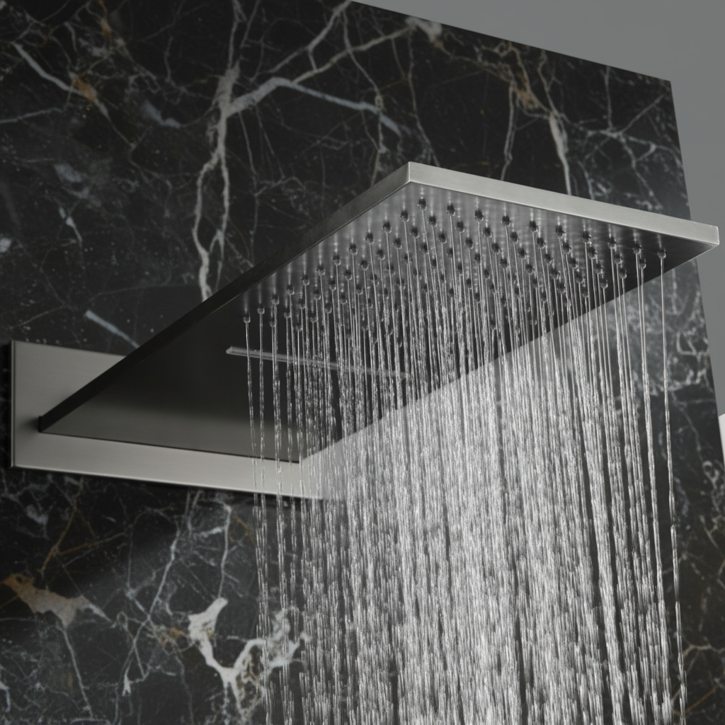 Thermostatische Inbouw Regendoucheset Isabella - Waterval - Gunmetal grey - Incl. inbouwdeel