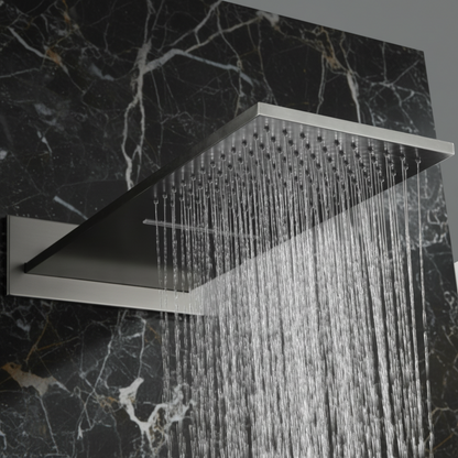 Thermostatische Inbouw Regendoucheset Isabella - Waterval - Gunmetal grey - Incl. inbouwdeel