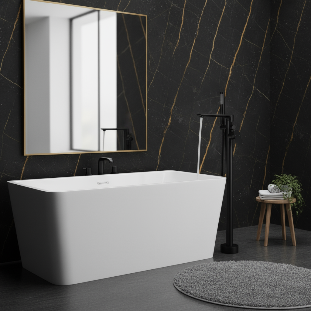 Vrijstaande badkraan Emilia - Mat zwart - 88 × 22 × 16 cm