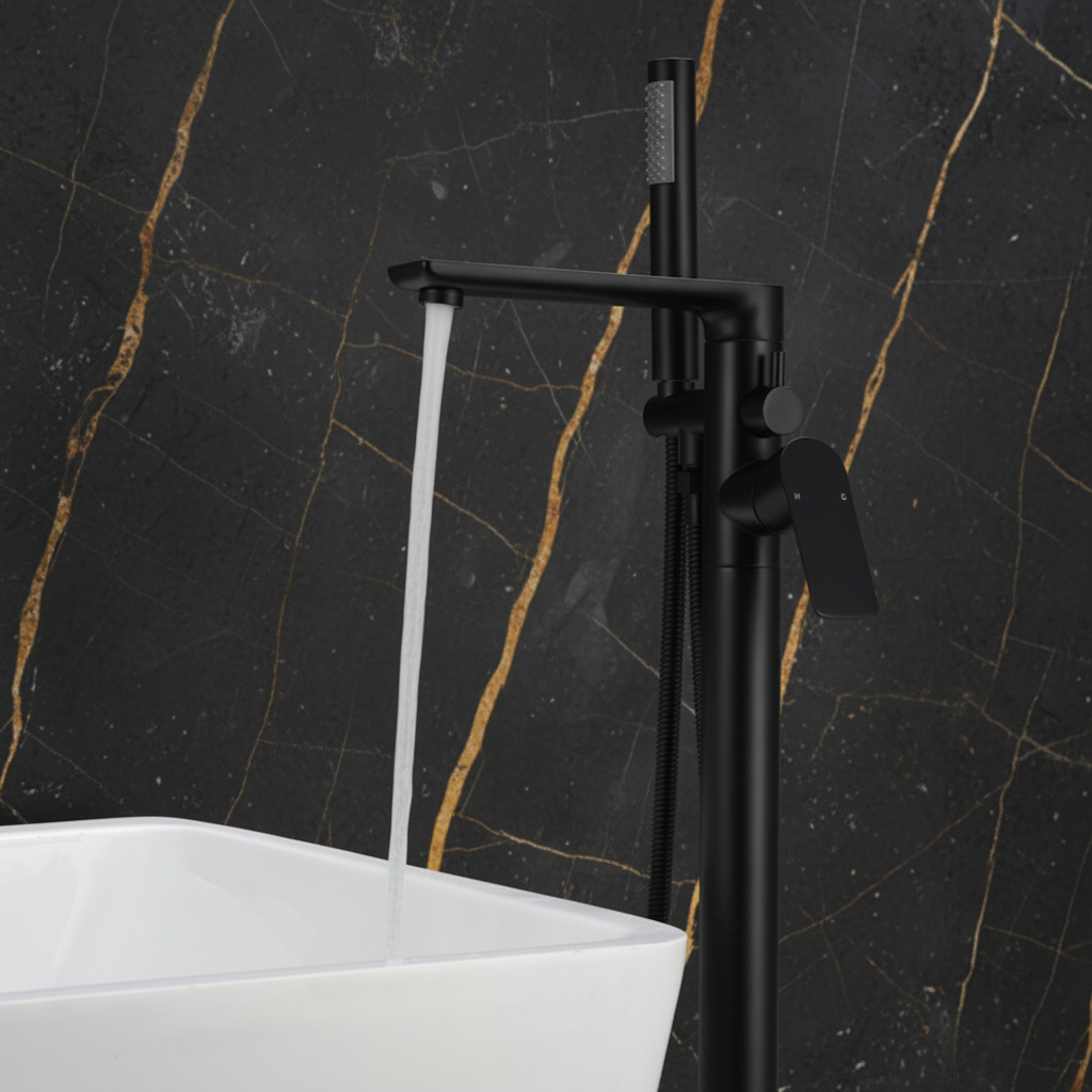 Vrijstaande badkraan Emilia - Mat zwart - 88 × 22 × 16 cm