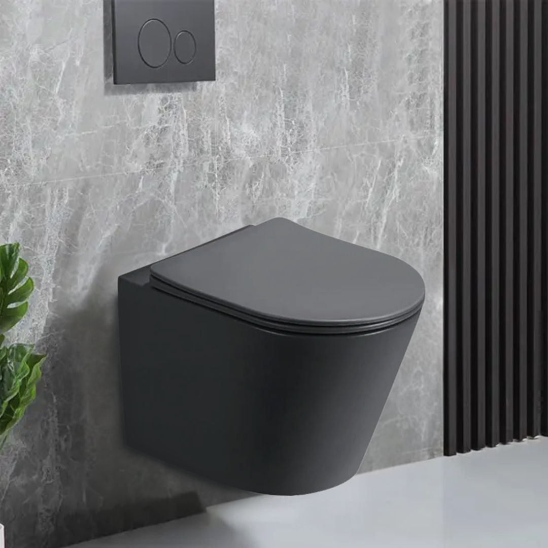 Opbouw Hangend Toilet - Paris - Mat Zwart - 480x365x370mm