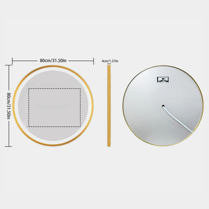 Miroir de salle de bain LED Lorenzo — 80 x 80 cm — Or brossé — Rond