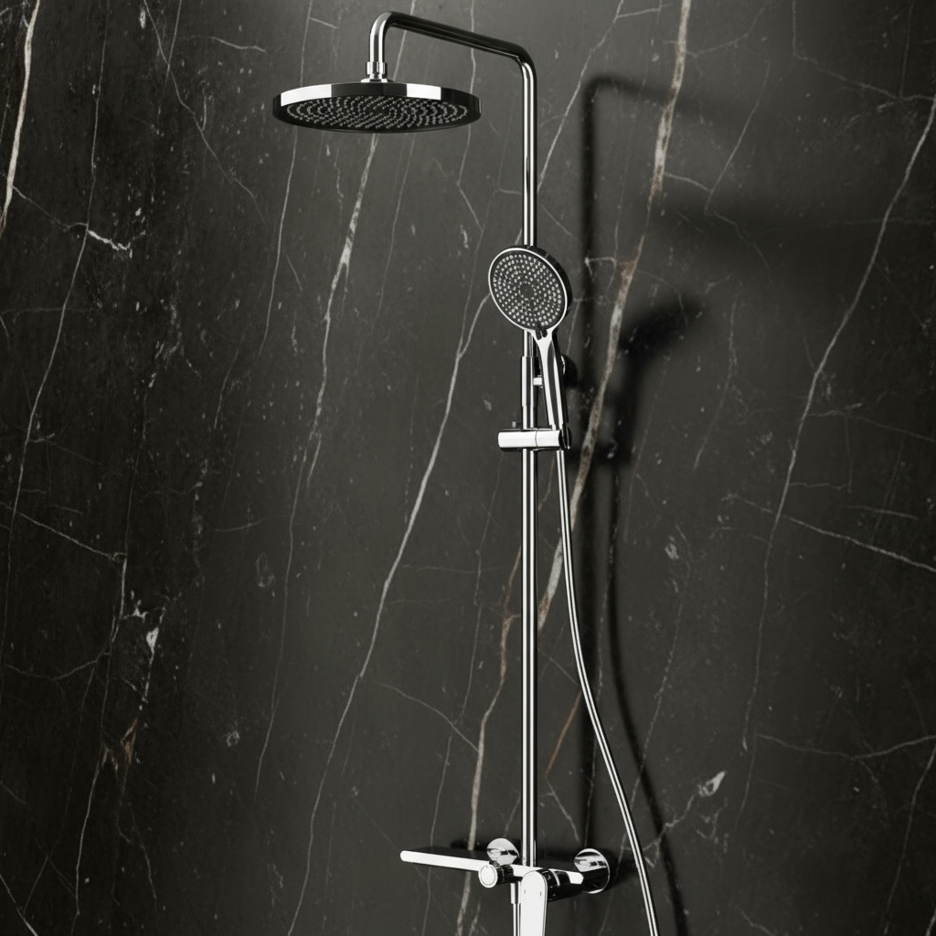 Opbouw regendoucheset Cynthia - Chroom- 130 × 35 × 25 cm