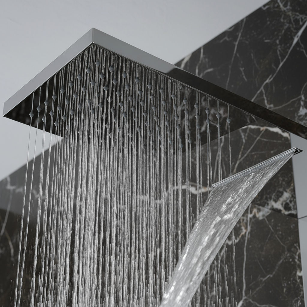 Douchepaneel Nana – Waterval – Massagejets – Chroom- 150 × 20 × 60 cm