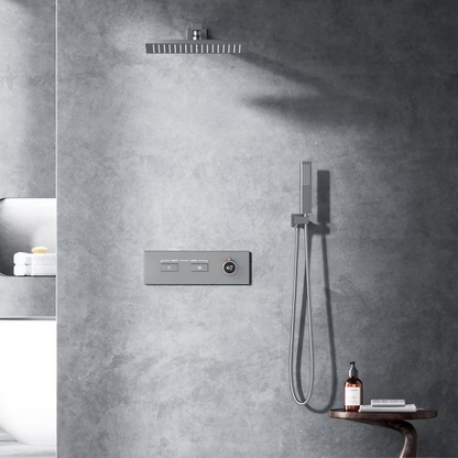 Thermostatisch Inbouw Regendoucheset - Lorenzo - Gun Grey - Digitaal Display