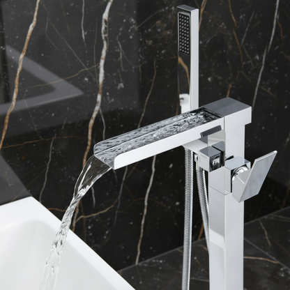 Vrijstaande Badkraan Lisandro – Watervaluitloop –  Chroom- 87 × 22 × 15 cm