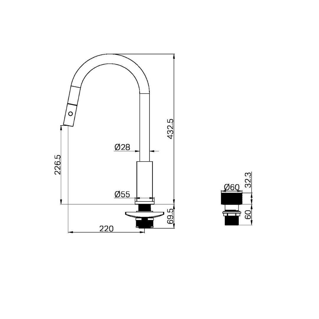 Keukenkraan Valencia – 2-Gats – Graphite