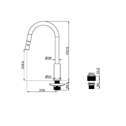 Keukenkraan Valencia – 2-Gats – Graphite
