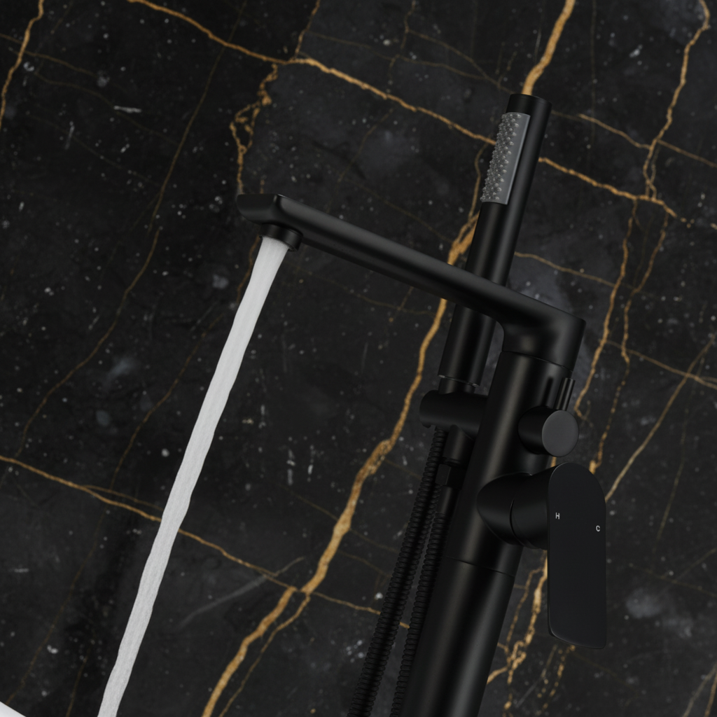 Vrijstaande badkraan Emilia - Mat zwart - 88 × 22 × 16 cm