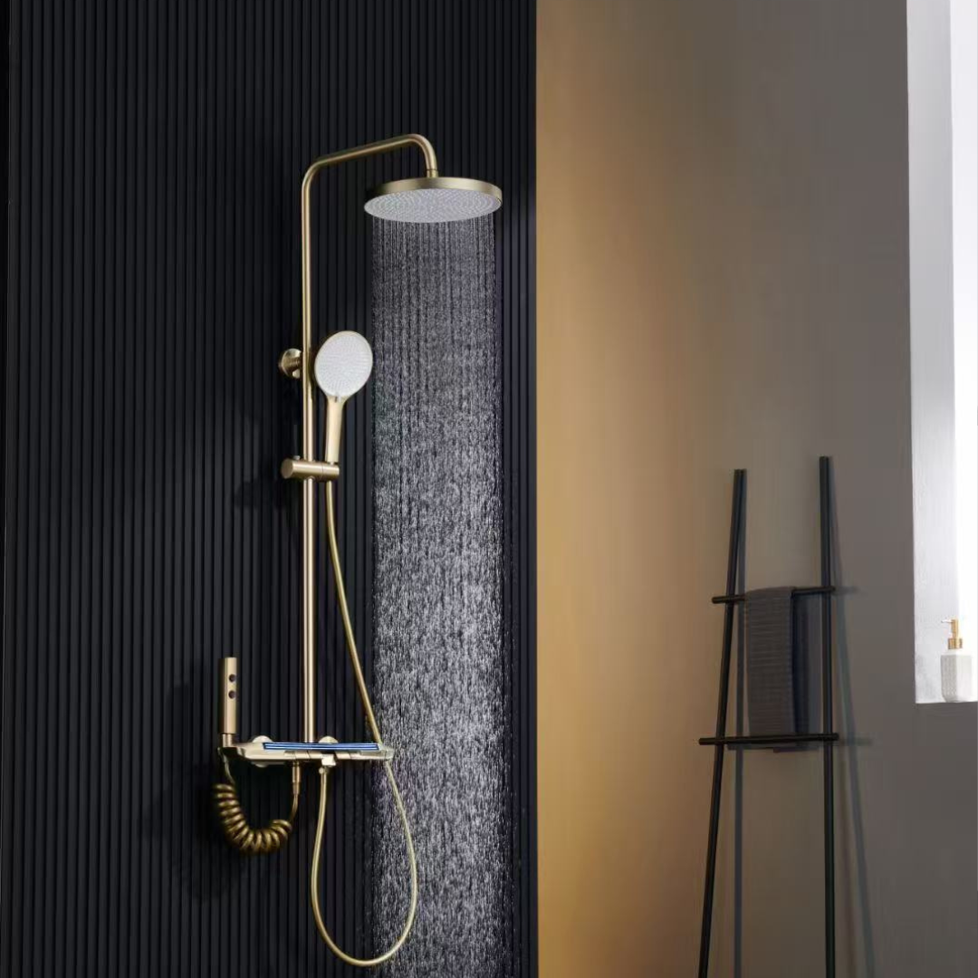Thermostatische Opbouw Regendoucheset - Sandro - Geborsteld Goud