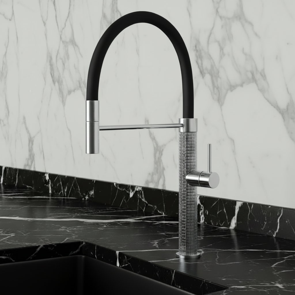 Semi-professionele Keukenkraan Angelica – Uittrekbare Uitloop – Chroom- 52.9 × 24.9 × 5.5 cm