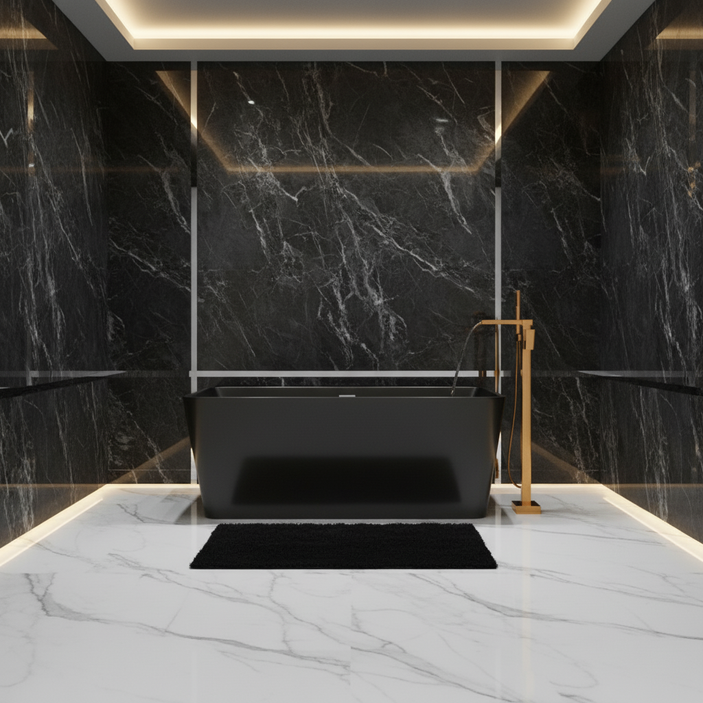 Vrijstaande Badkraan Lisandro – Watervaluitloop – Geborsteld goud - 87 × 22 × 15 cm