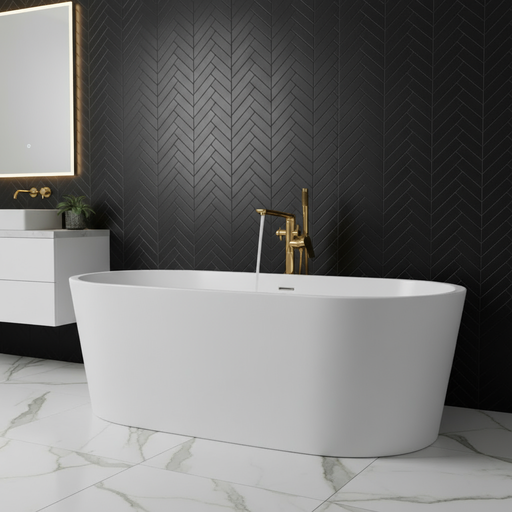 Vrijstaande badkraan Emilia - Geborsteld goud - 88 × 22 × 16 cm