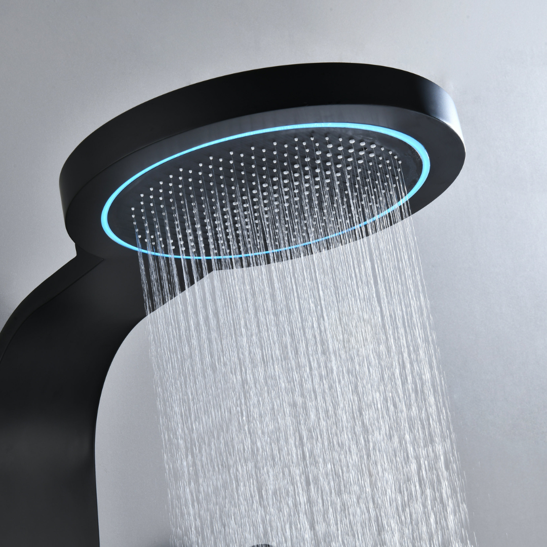 Douchepaneel Elena - LED - Digitaal display - Mat zwart- 145 × 18 × 65 cm