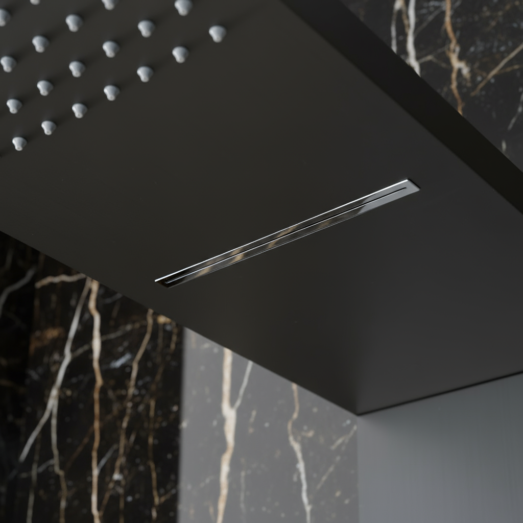 Douchepaneel Manuel – Waterval – Massagejets – Gunmetal grey, Chroom - 150 × 20 × 60 cm