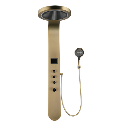 Douchepaneel Elena - LED - Digitaal display - Geborsteld goud - 145 × 18 × 65 cm