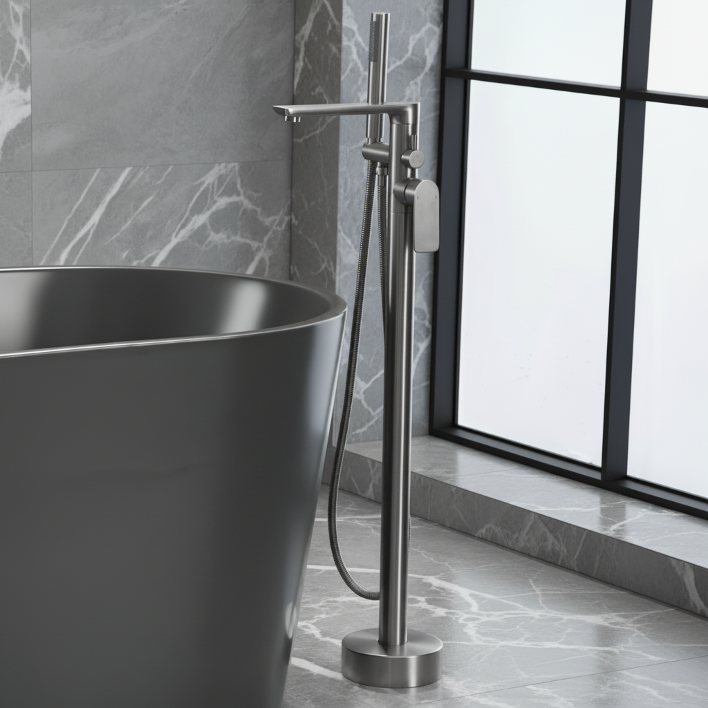 Vrijstaande badkraan Emilia - Gunmetal grey - 88 × 22 × 16 cm